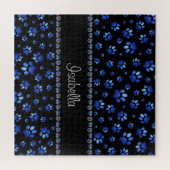 Individuelle Name, blaue Glitzer-Hundpaare Puzzle (Horizontal)