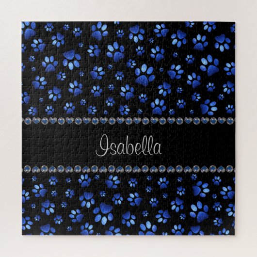 Individuelle Name, blaue Glitzer-Hundpaare Puzzle (Vertikal)