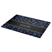 Individuelle Name, blaue Glitzer-Hundpaare Schneidebrett (Ecke)