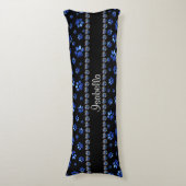 Individuelle Name, blaue Glitzer-Hundpaare Seitenschläferkissen (Vorderseite Vertikal)