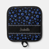 Individuelle Name, blaue Glitzer-Hundpaare Topflappen (Vorderseite)