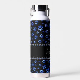 Individuelle Name, blaue Glitzer-Hundpaare Trinkflasche