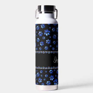 Individuelle Name, blaue Glitzer-Hundpaare Trinkflasche