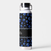 Individuelle Name, blaue Glitzer-Hundpaare Trinkflasche (Rückseite)