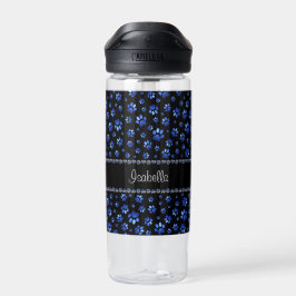 Individuelle Name, blaue Glitzer-Hundpaare Trinkflasche
