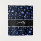 Individuelle Name, blaue Glitzer-Hundpaare Wandteppich (Vorderseite)