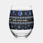 Individuelle Name, blaue Glitzer-Hundpaare Weinglas Ohne Stiel (Rückseite)