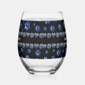Individuelle Name, blaue Glitzer-Hundpaare Weinglas Ohne Stiel (Rechts)