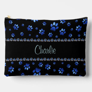 Individuelle Name, blaue Glitzer-Hundpaare Zubehörtasche