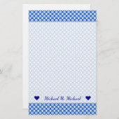 Individuelle Name + blaue Punkte/Kreise Musterböde Briefpapier (Vorne/Hinten)