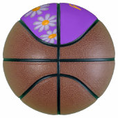 Individuelle Name blauer Blumen auf lila Basketball (Rechts)