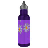 Individuelle Name blauer Blumen auf lila Edelstahlflasche (Links)
