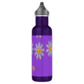 Individuelle Name blauer Blumen auf lila Edelstahlflasche (Rechts)