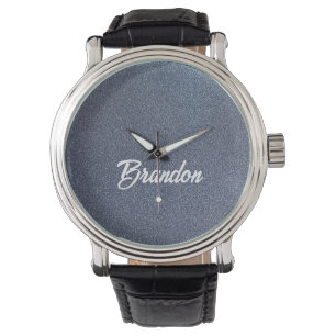 Individuelle Name blauer Glitzer Armbanduhr