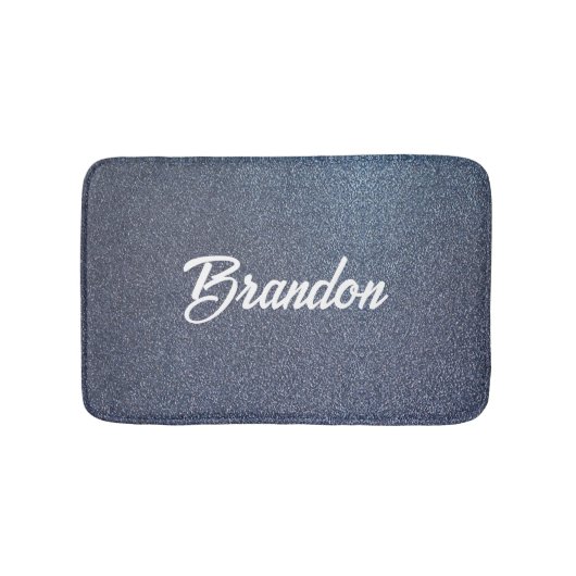 Individuelle Name blauer Glitzer Badematte (Vorderseite)
