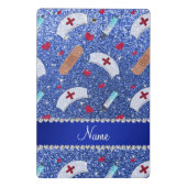 Individuelle Name blauer Glitzer Krankenschwester  Mini Klemmbrett (Rückseite)