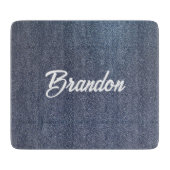 Individuelle Name blauer Glitzer Schneidebrett (Vorderseite)