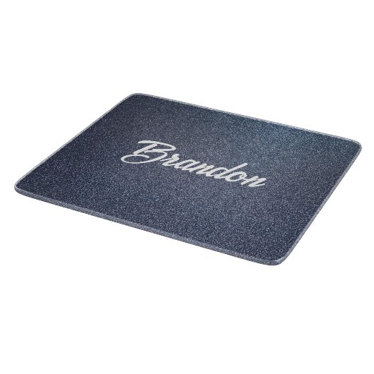 Individuelle Name blauer Glitzer Schneidebrett (Ecke)