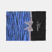 Individuelle Name blauer Glitzer Zebrastreifen Fleecedecke (Vorderseite (Horizontal))
