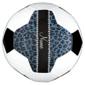 Individuelle Name-Blauer Leopardendruck Glitzer Fußball (Gedreht)