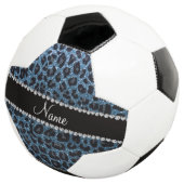 Individuelle Name-Blauer Leopardendruck Glitzer Fußball (Dreiviertel)