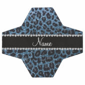 Individuelle Name-Blauer Leopardendruck Glitzer Fußball (Flach)