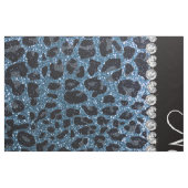 Individuelle Name-Blauer Leopardendruck Glitzer Stoff (Fat Quarter (45,7 x 55,9 cm))