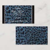 Individuelle Name-Blauer Leopardendruck Glitzer Visitenkarte (Vorne/Hinten)