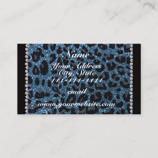Individuelle Name-Blauer Leopardendruck Glitzer Visitenkarte (Vorderseite)