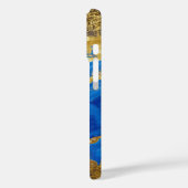 Individuelle Name Blauer Marmor und Goldleaf Case-Mate iPhone Hülle (Rückseite / Links)
