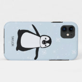 Individuelle Name blauer Niedlicher Pinguin-Schnee Case-Mate iPhone Hülle (Rückseite (Horizontal))