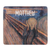 Individuelle Name blauer orangefarbener Anstrich D Schneidebrett (Vorderseite)