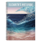 Individuelle Name Blauer Weißer Ozean Notizblock (Vorderseite)