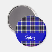 Individuelle Name-blaues kariertes Muster Magnet (Vorderseite/Rückseite)