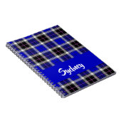 Individuelle Name-blaues kariertes Muster Notizblock (Rechte Seite)