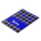 Individuelle Name-blaues kariertes Muster Notizblock (Linke Seite)
