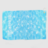 Individuelle Name blaues Wasser rippelt Wasser Tex Golfhandtuch (Horizontal)