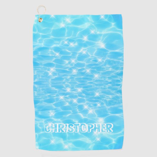 Individuelle Name blaues Wasser rippelt Wasser Tex Golfhandtuch (Vorderseite)