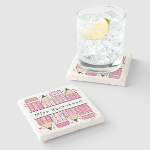 Individuelle Name Bleistift-Lehrer Steinuntersetzer