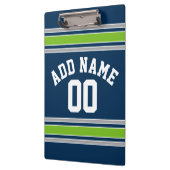 Individuelle Name Blue and Green Sports Jersey Klemmbrett (Links)