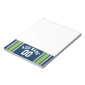 Individuelle Name Blue and Green Sports Jersey Notizblock (Rotiert)
