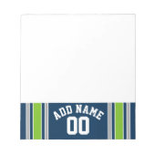 Individuelle Name Blue and Green Sports Jersey Notizblock (Vorderseite)