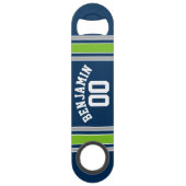 Individuelle Name Blue and Green Sports Jersey Speed Flaschenöffner (Rückseite)