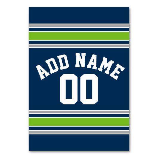 Individuelle Name Blue and Green Sports Jersey Tischnummer (Vorderseite)