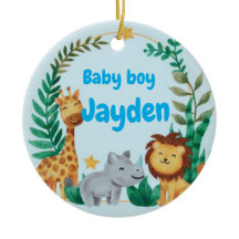 Individuelle Name Blue Baby Boy Safari Weihnachten