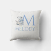 Individuelle Name Blue Bär liest ein Buch Kissen (Rückseite)