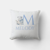 Individuelle Name Blue Bär liest ein Buch Kissen (Vorderseite)