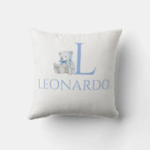 Individuelle Name Blue Bär liest ein Buch Kissen (Rückseite)