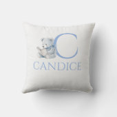 Individuelle Name Blue Bär liest ein Buch Kissen (Rückseite)