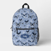 Individuelle Name Blue Butterfly Backpack Bedruckter Rucksack (Vorderseite)